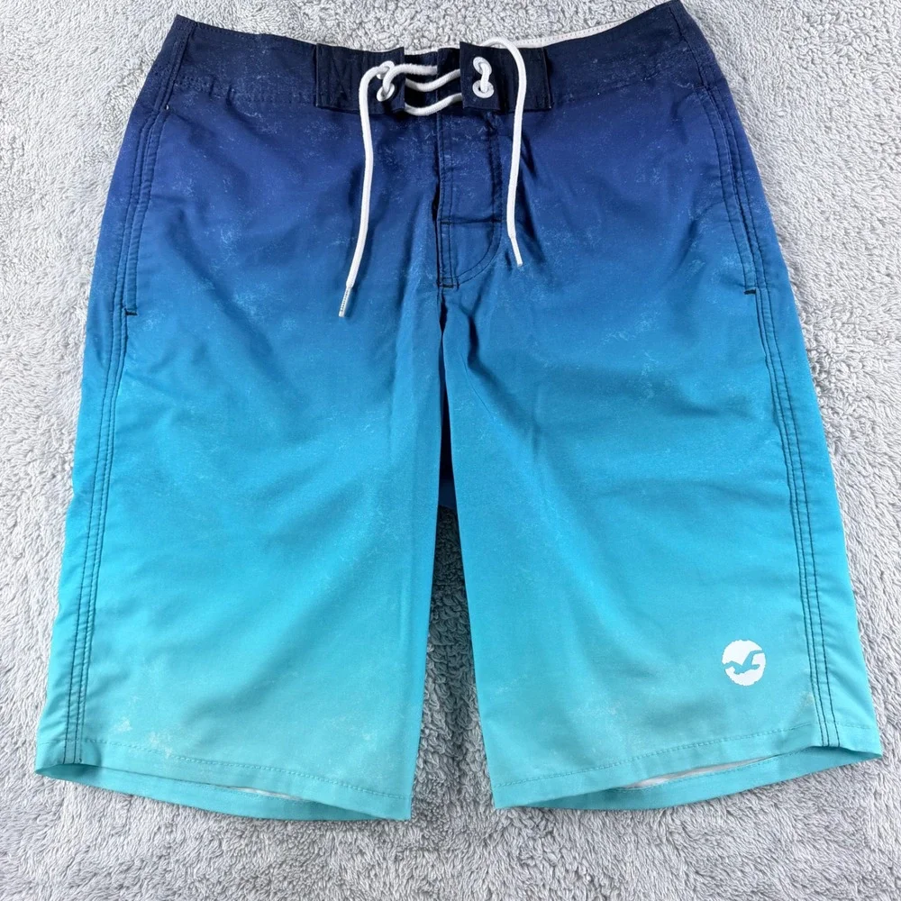 Hollister Board Shorts Mens 30 Blue Ombre Excellent Swim Trunks